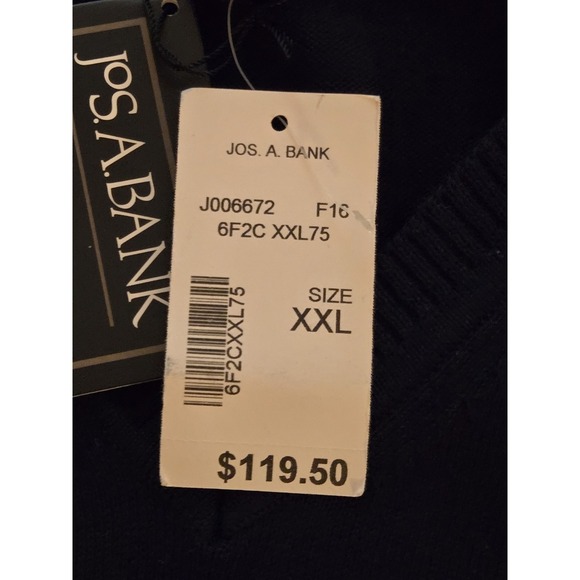 Jos A Bank NEW Vest Mens XXL Pima Cotton V-Neck Blue Pullover Sleeveless - Picture 5 of 8